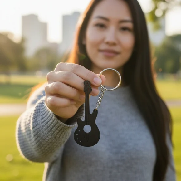 Wooden Guitar Keychain| New!| Available In 6 Colors - Picture 7 of 10